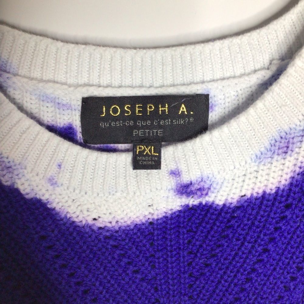 Joseph A. purple sleeveless sweater PXL  tie dye 100% cotton Twee - Picture 3 of 6